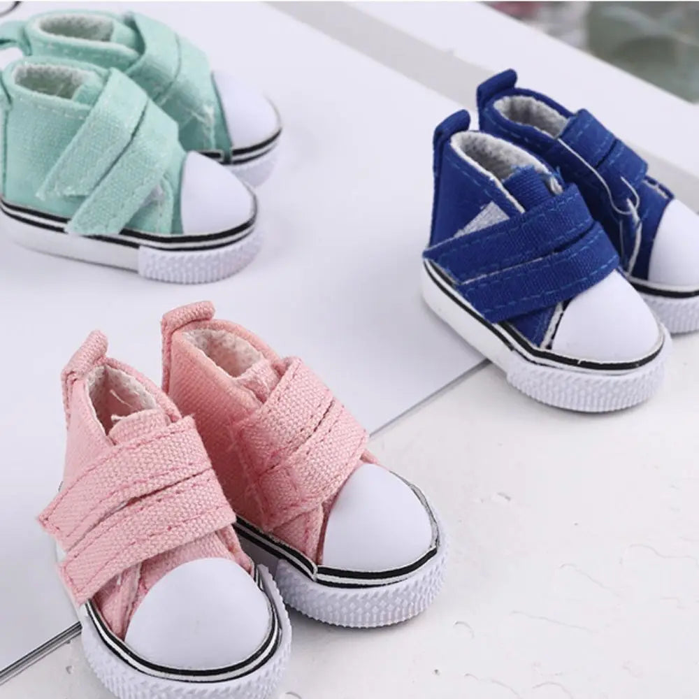 1 Pair 5cm Length Doll Canvas Shoes DIY Mini Doll Sneakers Colorful Plimsolls Mini Casual Shoes Children Toy