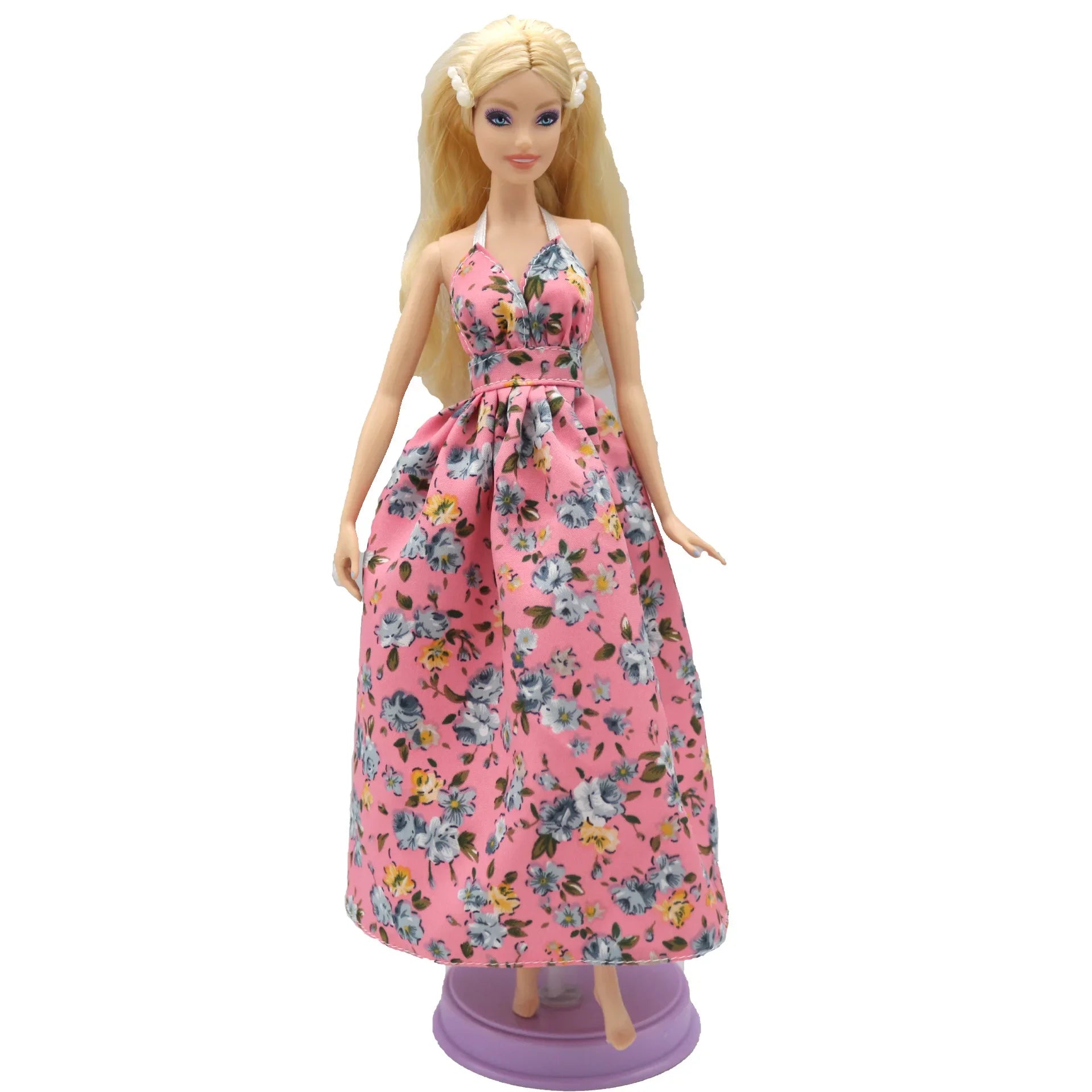 2023 new fashion clothes dress for 30 cm doll 1/6 29 cm Ribbon Hanging Neck Open Back Fragmented Flower Dress