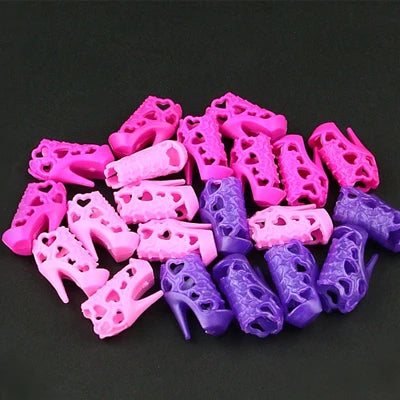 10 pair / lot Fashion Hollow design 1/6 female Doll shoes High quality high heeled Shoes for 30 cm FR doll  accessories